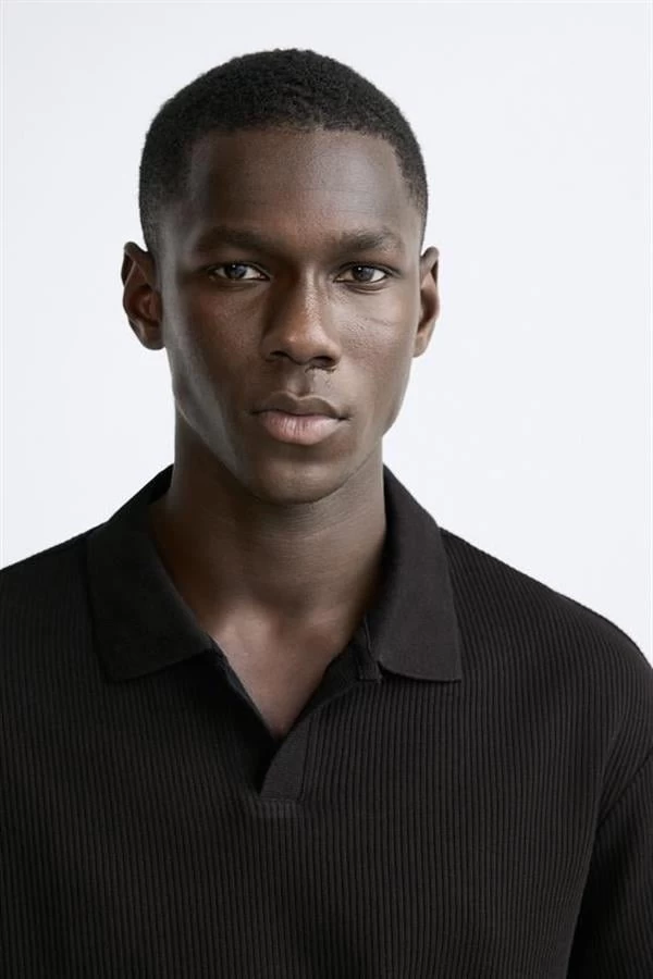 Jack & Jones V Yaka Waffle Polo Yaka Erkek T-Shirt - Siyah M Beden
