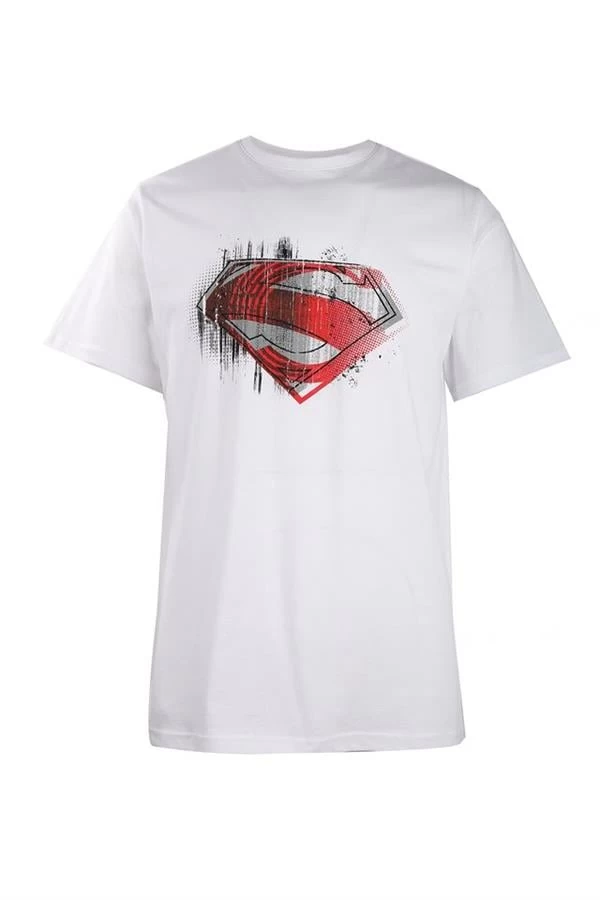 Superman Baskılı Basıc Erkek T-shirt - Renk: Beyaz, Beden: Xxlarge