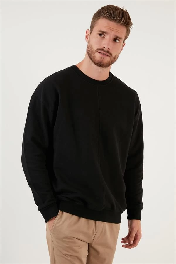 Pike Kumaş Oversize Sweatshirt - Renk: Siyah, Beden: Xlarge