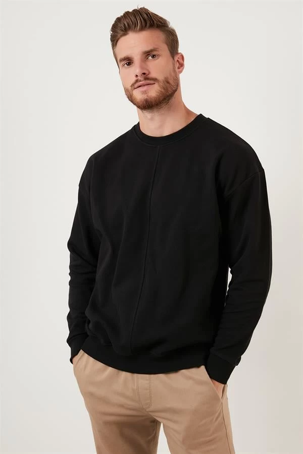 Pike Kumaş Oversize Sweatshirt - Renk: Siyah, Beden: Xlarge