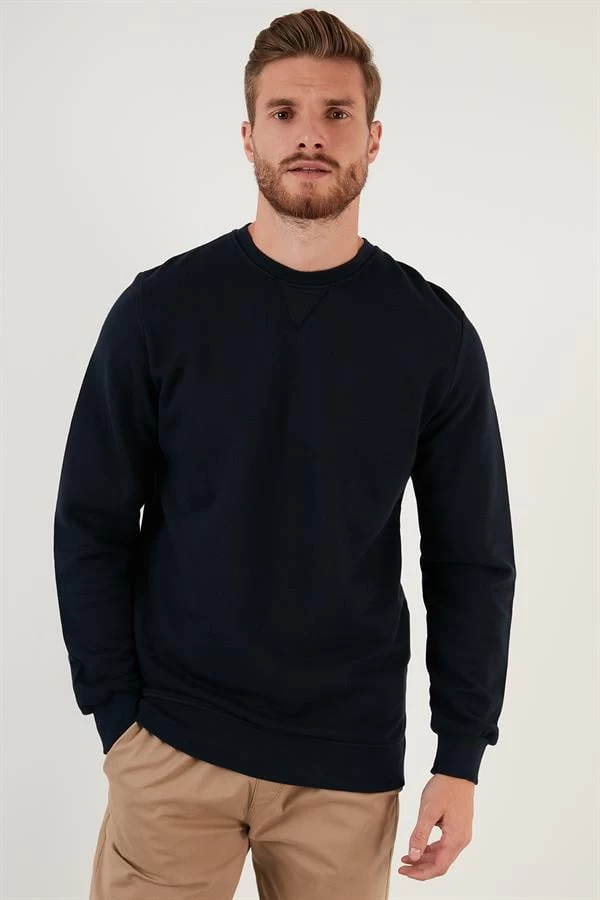 Pike Kumaş Comfort Fit Sweatshirt - Renk: Lacivert, Beden: Small