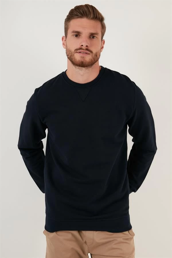 Pike Kumaş Comfort Fit Sweatshirt - Renk: Lacivert, Beden: Small