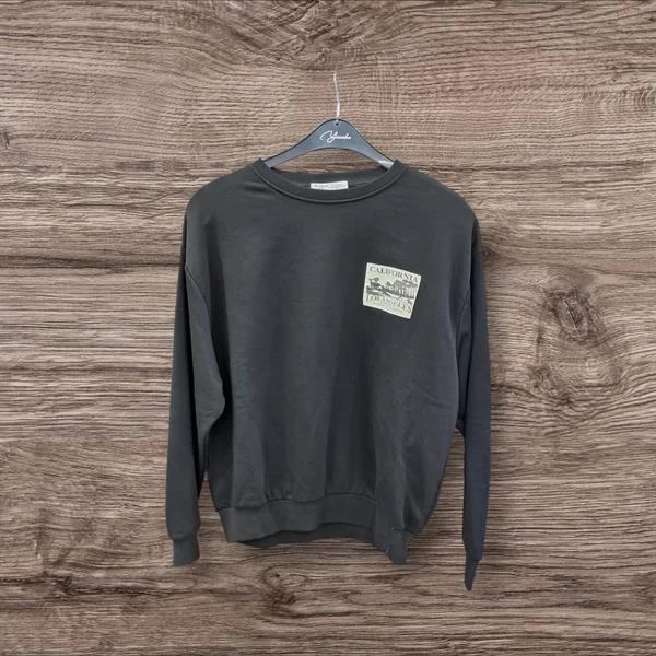 Oversıze Bisiklet Yaka Kadın Sweatshırt - Renk: Siyah, Beden: Xlarge