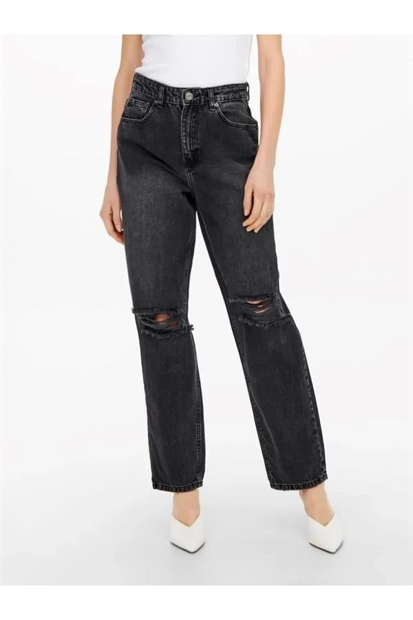 Only Diz Yırtmaçlı Straight Fit Jean - Antrasit 25-32
