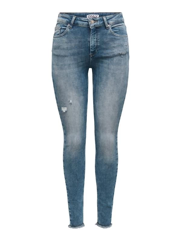 Only Püsküllü Paça Slim Fit Yüksek Bel Kadın Kot Pantolon  - Mavi XL-32