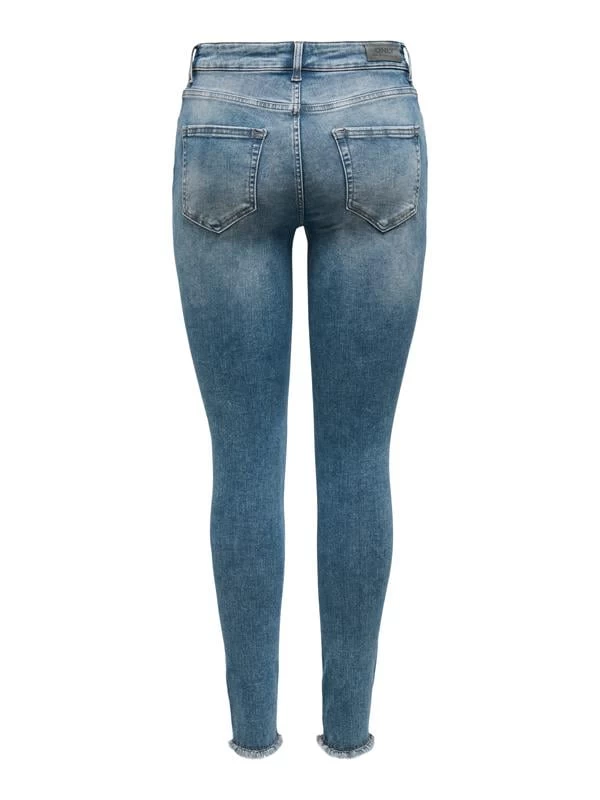 Only Püsküllü Paça Slim Fit Yüksek Bel Kadın Kot Pantolon  - Mavi XL-32