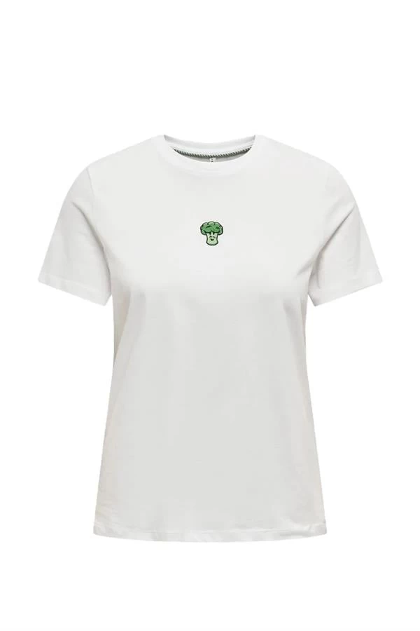 Only Karikatur Baskılı Basic T-Shirt - Beyaz L Beden
