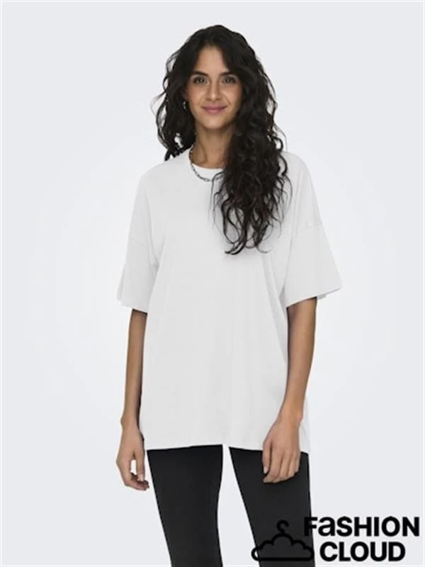 Only Oversıze Organik Pamuk Kadın T-Shirt - Beyaz XL Beden