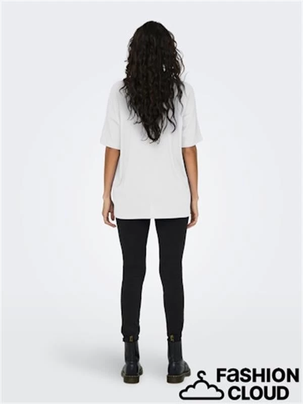 Only Oversıze Organik Pamuk Kadın T-Shirt - Beyaz XL Beden
