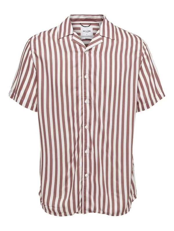 Only & Sons Apaş Yaka Çizgili Salaş Gömlek - Pembe L Beden