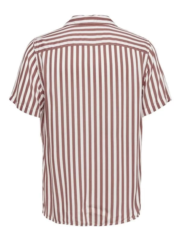 Only & Sons Apaş Yaka Çizgili Salaş Gömlek - Pembe S Beden