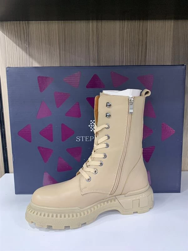Hakiki Deri Günlük Kadın Bot  - Renk: Bej, Beden: 37