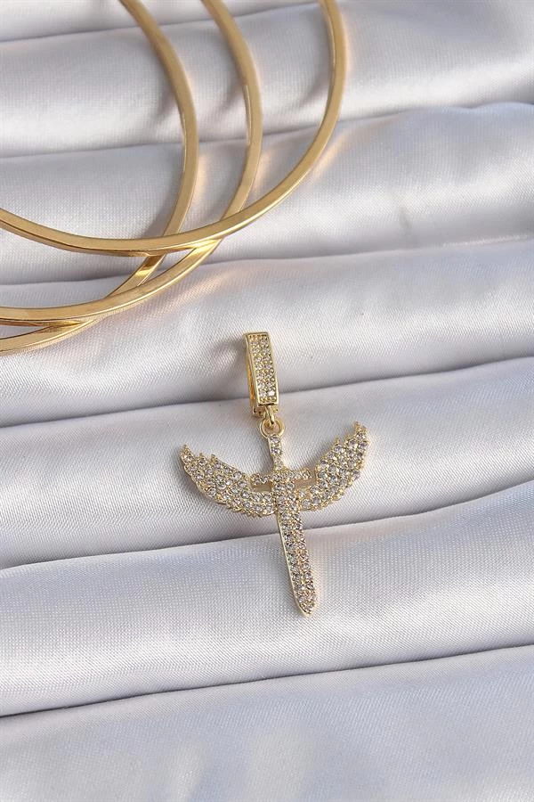 Pirinç Gold Renk Zirkon Taşlı Mikail Model Ajda Charm - allkaria.com