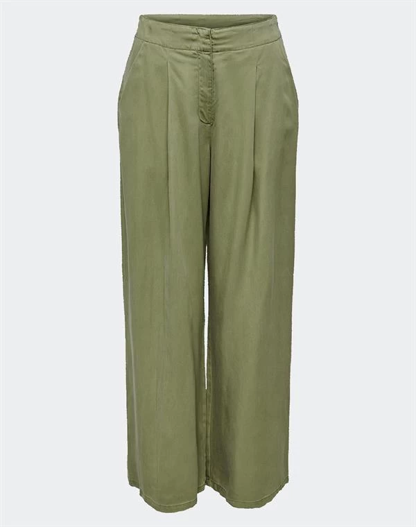 Straight Fit Keten Pantolon Yeşil - Renk: YeŞİl, Beden: Large