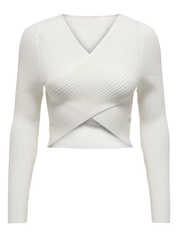V Yaka Crop Triko Bej - Renk: Bej, Beden: Small