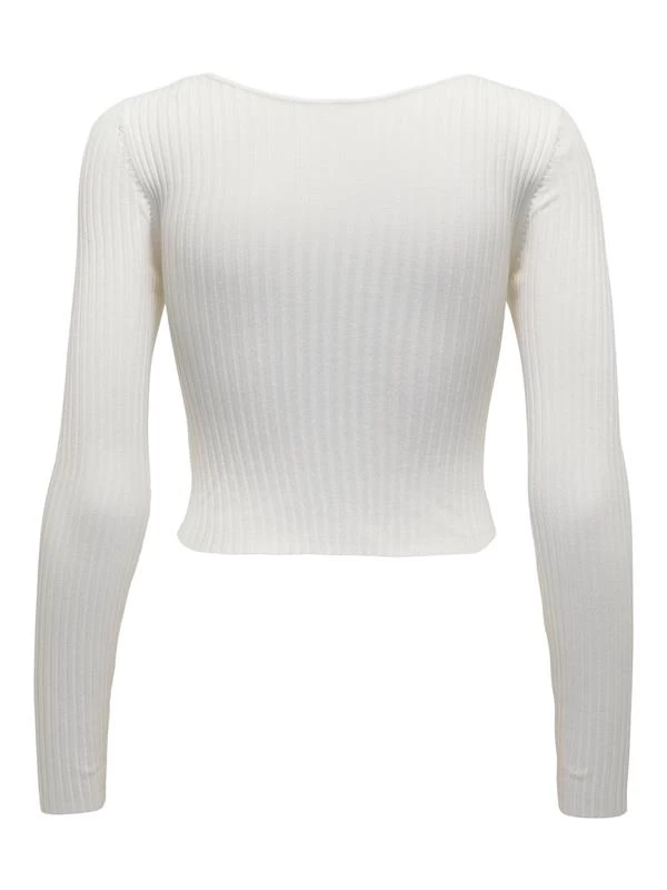 V Yaka Crop Triko Bej - Renk: Bej, Beden: Small