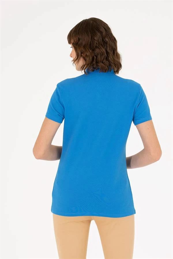 Kadın Polo Yaka T-shırt 1570773  - Renk: Saks Mavİ, Beden: Medium