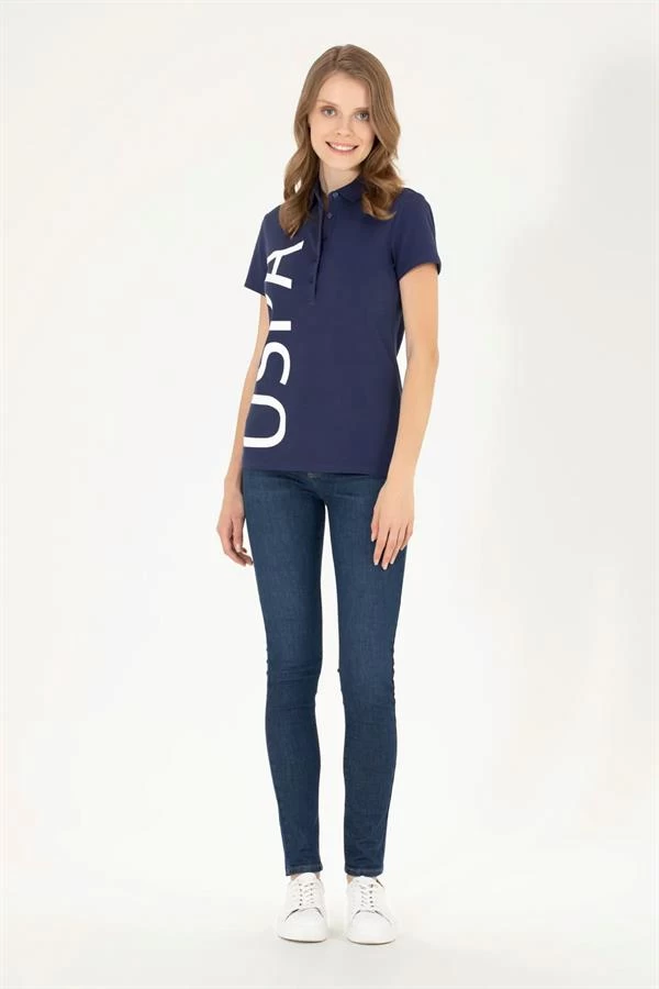 Kadın Polo Yaka T-shırt 1570773  - Renk: Lacivert, Beden: Medium