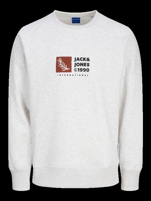 Bisiklet Yaka Şardonlu Ve Baskılı Erkek Sweatshirt - Renk: Beyaz, Beden: Xl