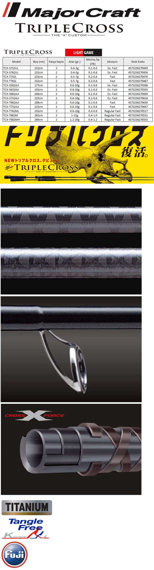 Major Craft Triple Cross Tcx-s732ul 232cm 0.4-5gr Lrf Kamış