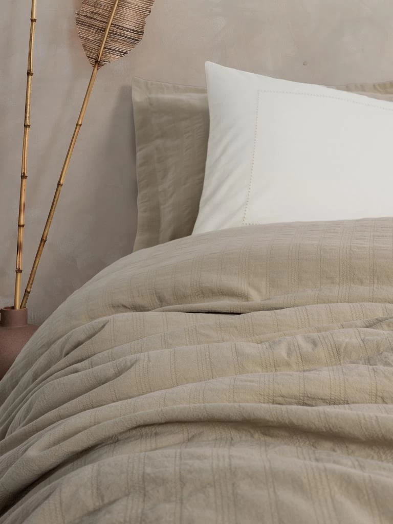 Cotton Box  Çift Kişilik Yatak Örtülü Pike Takımı Natura Vilo Bej