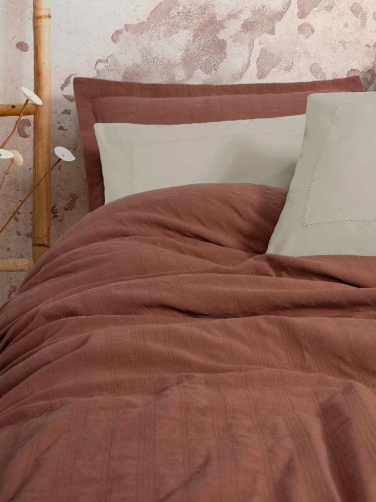 Cotton Box  Çift Kişilik Yatak Örtülü Pike Takımı Natura Vilo Kiremit