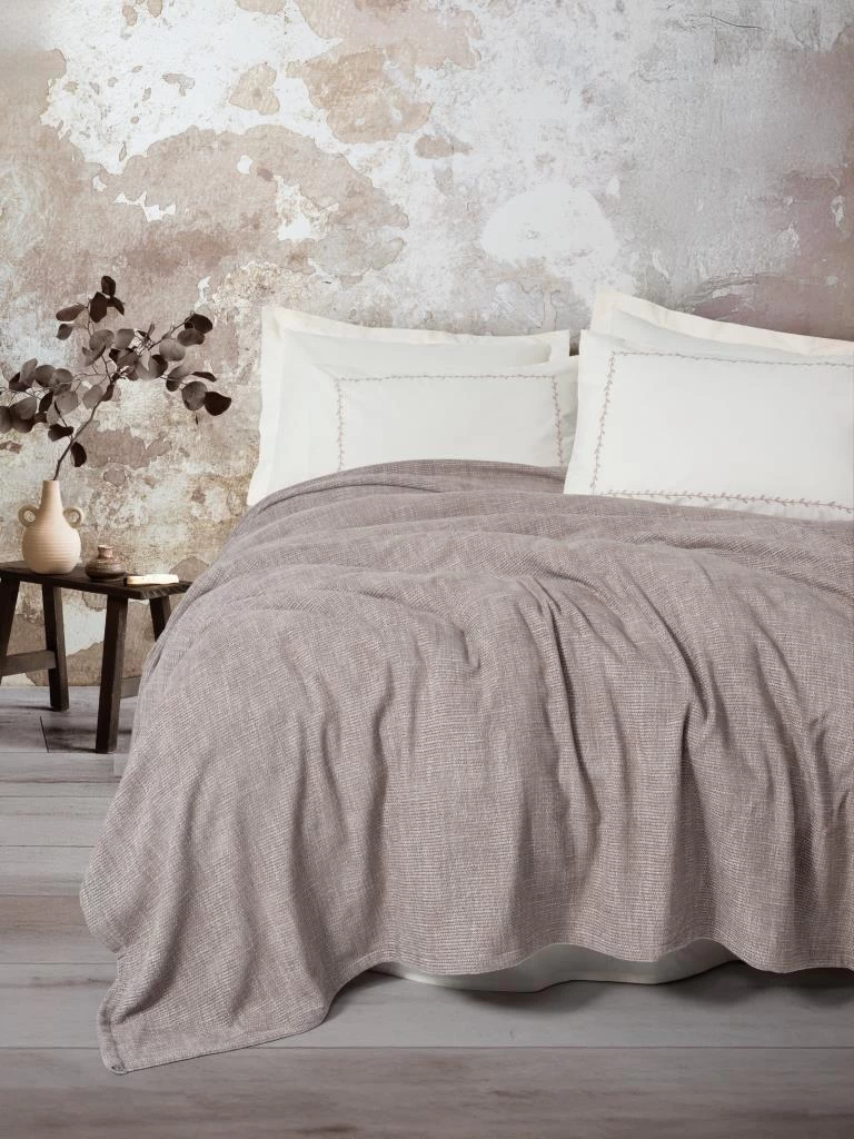 Cotton Box Embrova Şönil Çift Kişilik Yatak Örtüsü/pike Takımı Loom Bej