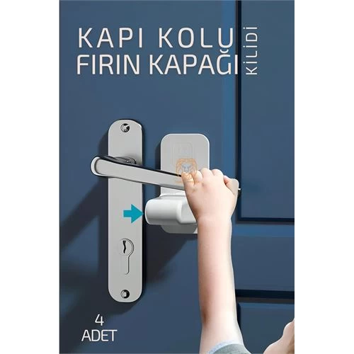 Modacar Çocuklara Kapı Kolu Ve Fırın Kapağı Güvenlik Kilidi 4 Adet