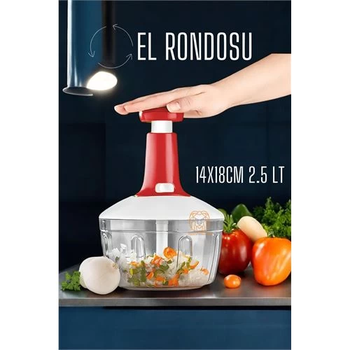 Modacar Pratik El Rondosu Üstten Basmalı 5 Bıçaklı 2.5 Lİtre 14x18cm