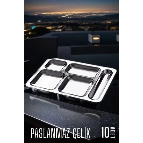 Modacar Çelik Tabldot Tepsi 10 Adet