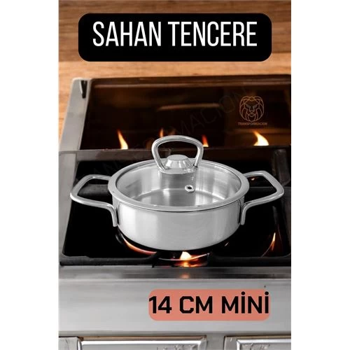 Modacar Kapaklı Sahan Tencere 14 Cm Mini Paslanmaz Çelik