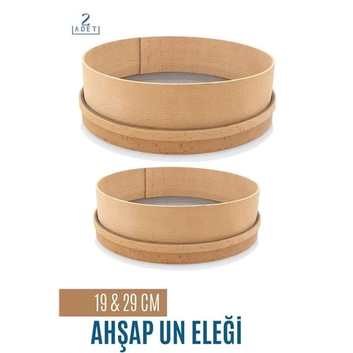 Modacar Ahşap Un Eleği 19 Ve 29 Cm 2 Li Set