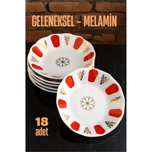 Modacar Melamin Çay Tabağı 18 Adet Geleneksel Türk Çay Bardağı Altlığı