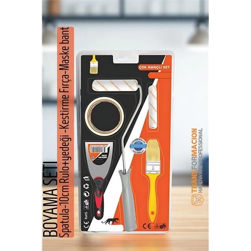 Modacar Boyama Seti - Spatula-10cm Rulo +yedeği -kestirme Fırça-maskeleme Bant