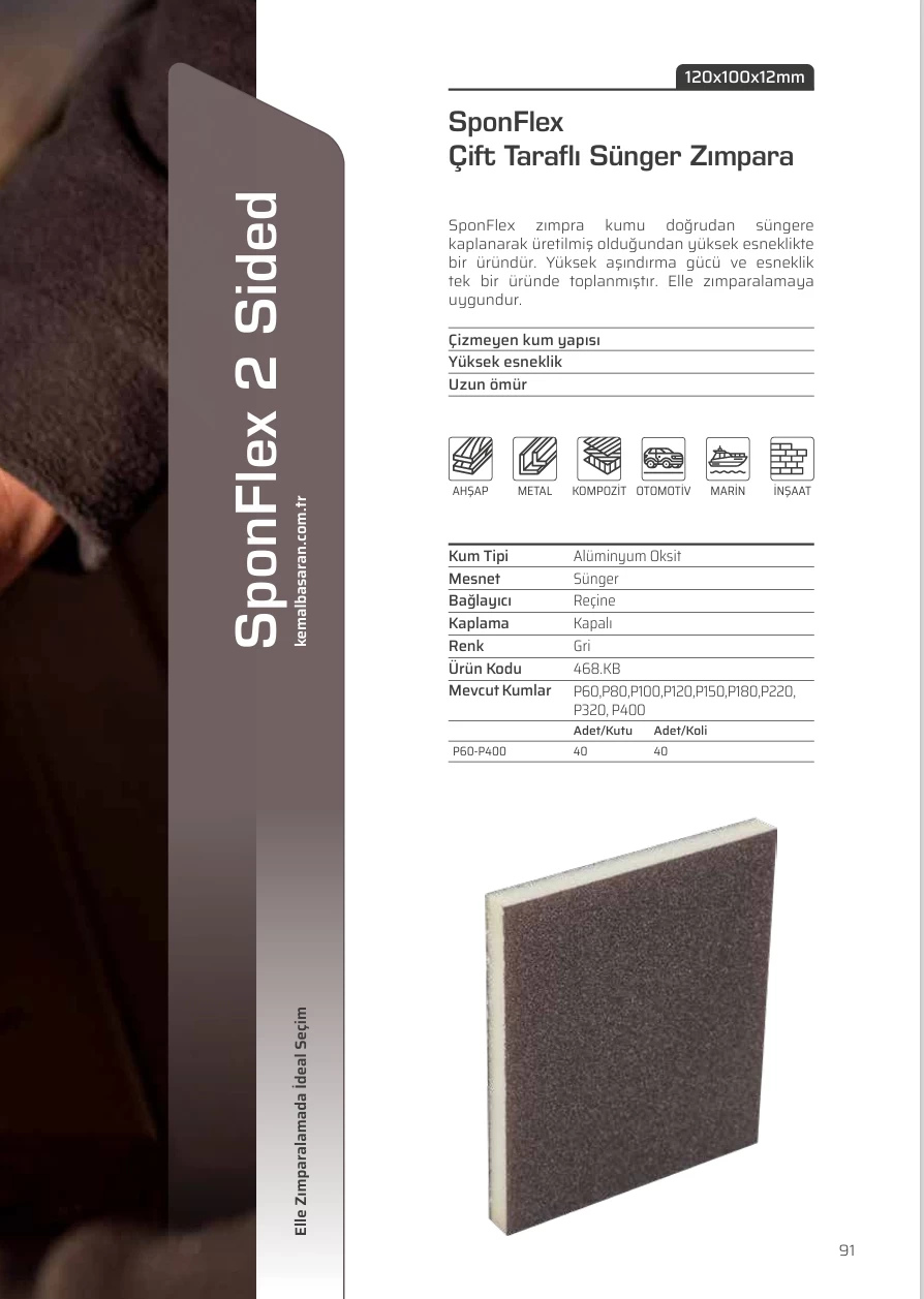 KB Sponflex Çift Taraflı Zımpara P60