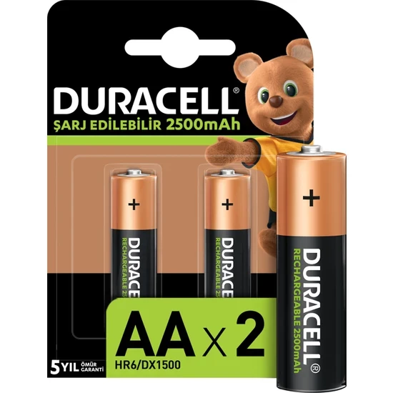 Duracell Hr6/dx1500 Şarj Edilebilir 2500mah Aa Kalem Pil 2'li