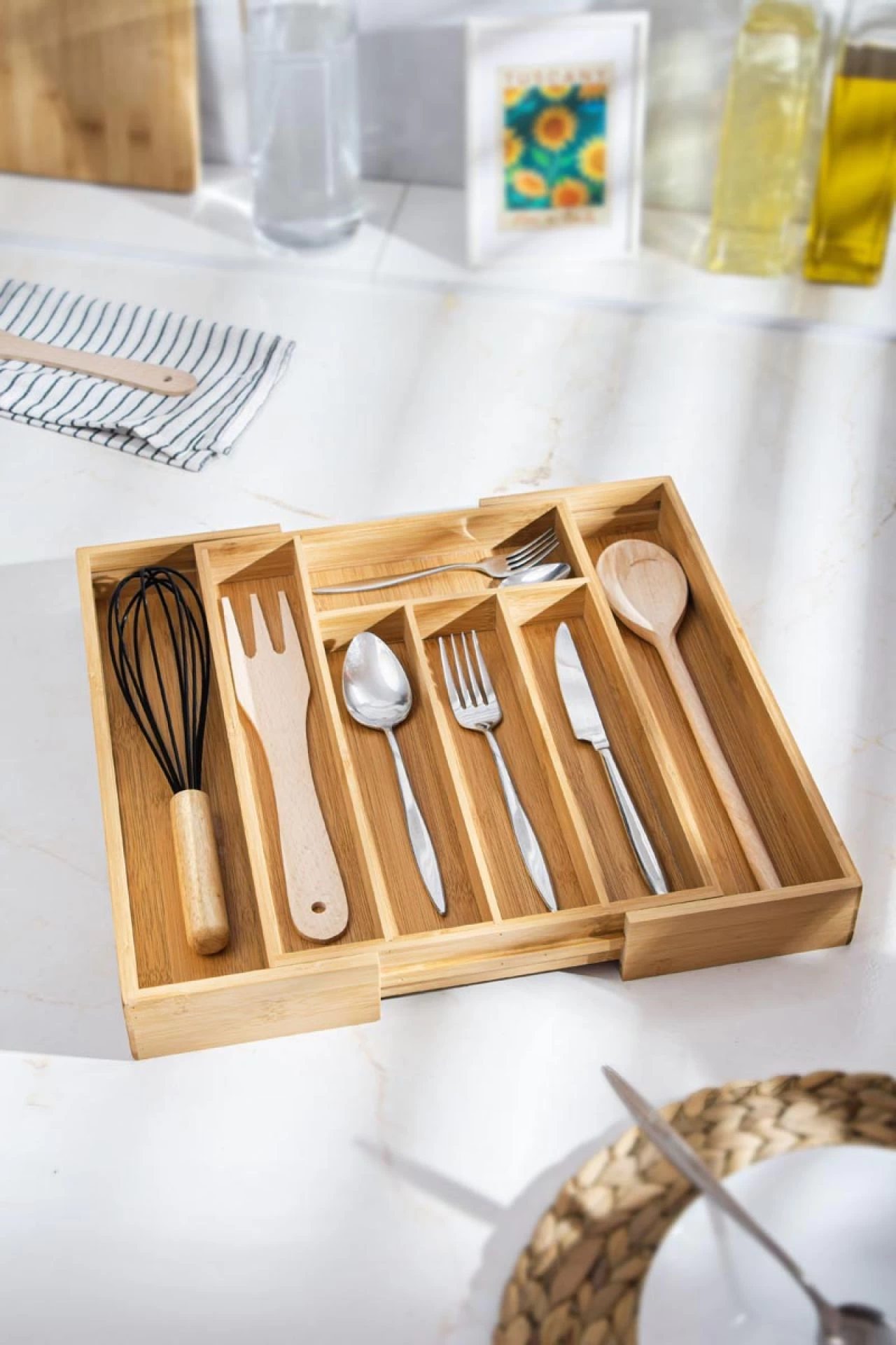 Bambu Ayarlanabilir Çekmece Içi Kaşıklık & Çekmece İçi Organizer  (25*35*5 / 39*35*5)