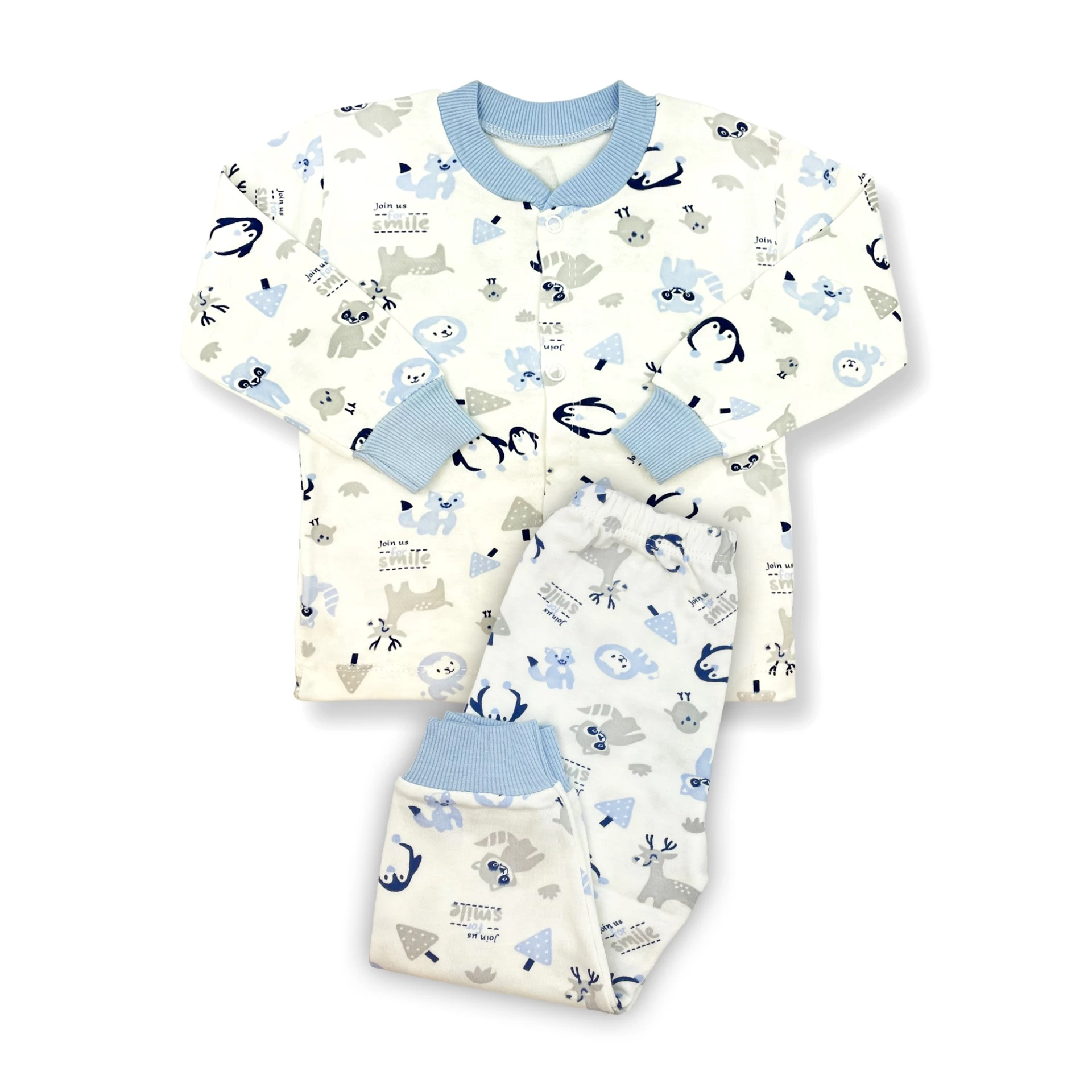 Sema Baby Happy Animals Bebek Pijama Takımı Mavi 0-3 Ay
