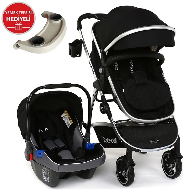 Yoyko City Seyahat Sistem Bebek Arabası 3 In 1 Siyah Silver