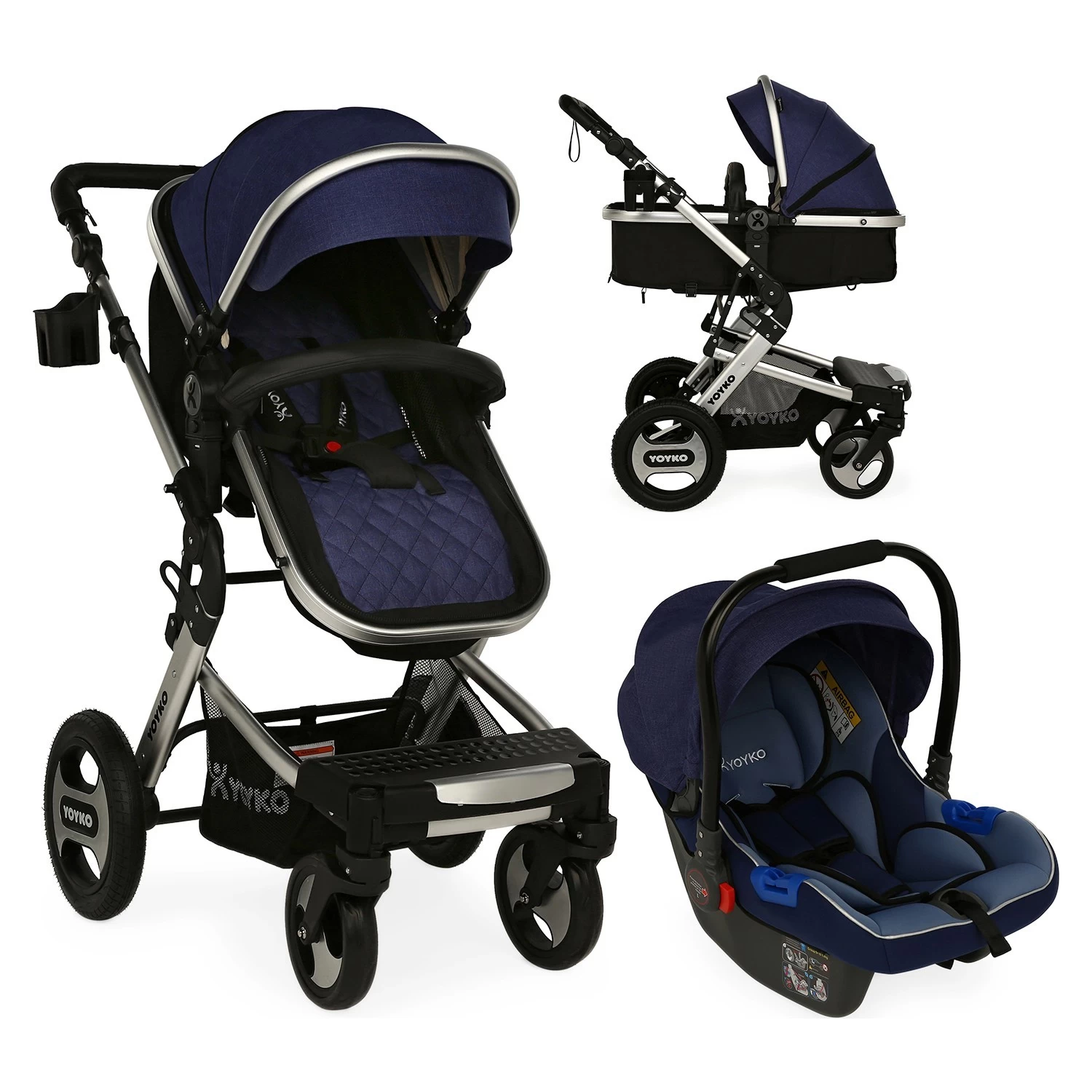Yoyko City Seyahat Sistem Bebek Arabası 3 In 1 Lacivert Silver