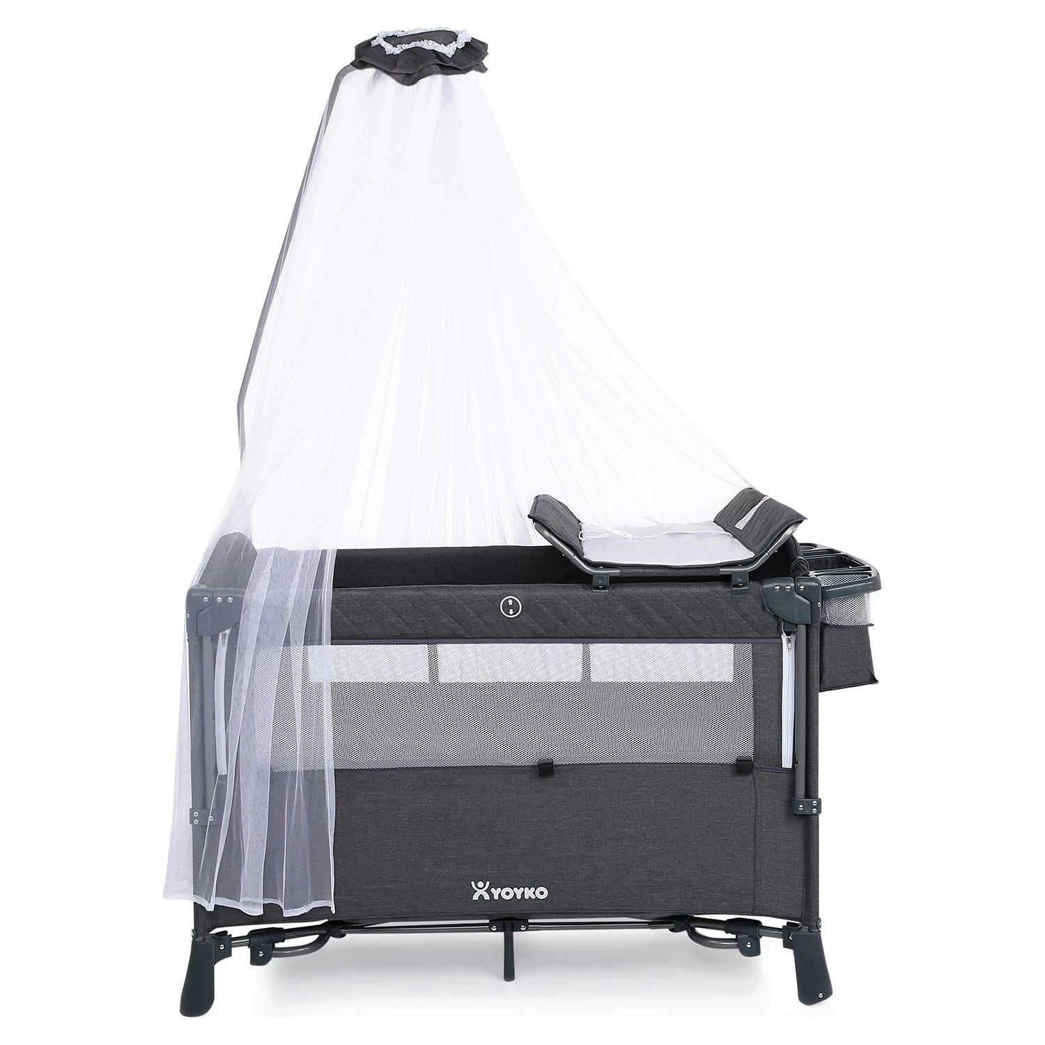 Yoyko Exclusive Comfort 8 In 1 Anne Yanı Park Yatak Oyun Parkı 70x110 - Koyu Gri