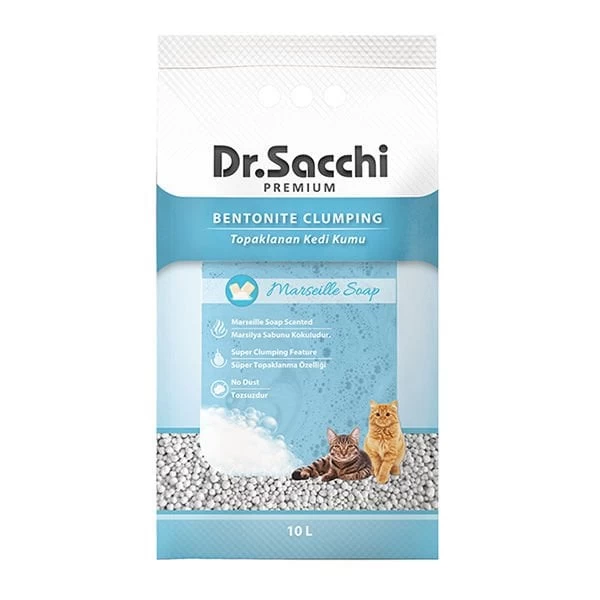 Dr.sacchi Süper Emici Marsilya Sabunlu Topaklanan Bentonit Doğal Kedi Kumu 10 Lt