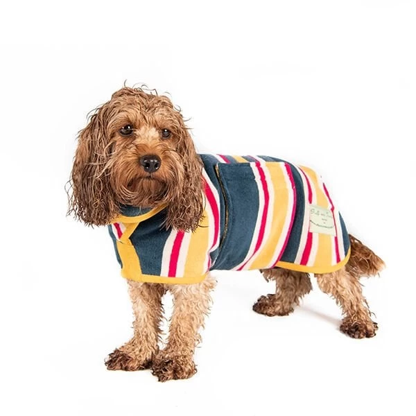 Ruff  Tumble Çizgi Desenli Süper Emici Pamuklu Köpek Bornozu Plaj Xlarge 64-72 Cm