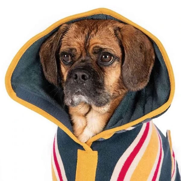 Ruff  Tumble Çizgi Desenli Süper Emici Pamuklu Köpek Bornozu Plaj Xlarge 64-72 Cm
