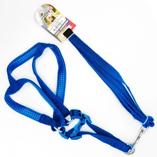 Euro Dog Köpek Uzatma Tasması Ve Göğüs Tasması Takımı Mavi 20 Mm 120 Cm