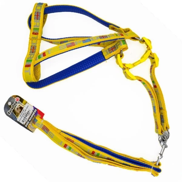 Euro Dog Köpek Uzatma Tasması Ve Göğüs Tasması Takımı Sarı 20 Mm 120 Cm