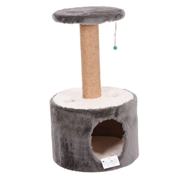 Cat Hause Y02 Silindir Yuvalı Ve Tablalı Kedi Tırmalama Evi Gri 72 Cm