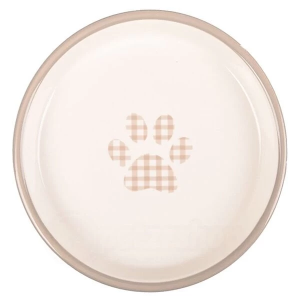 Flamingo Mylo Seramik Kedi Ve Köpek Mama Ve Su Kabı Bej/beyaz 180 Ml 15 Cm