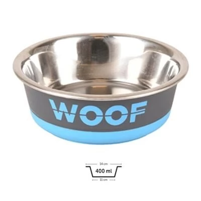 Flamingo Woof Kedi Ve Köpek Mama Kabı Gri/mavi 400 Ml