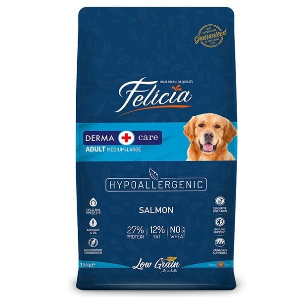 Felicia Düşük Tahıllı Hipoalerjenik Somonlu Orta Ve Büyük Irk Yetişkin Köpek Maması 15 Kg